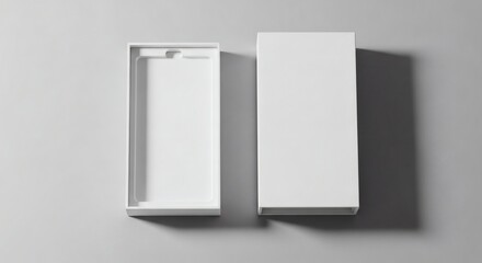 Elegant White Box Opened and Closed on Soft Gray Background