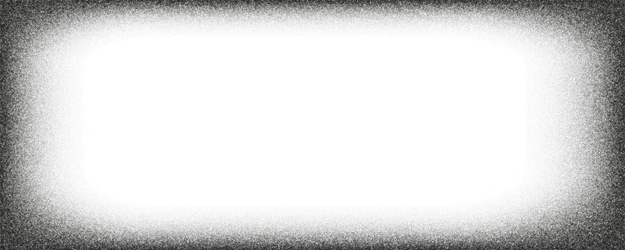 Black round vignette gradient background with old film texture. Realistic transparent overlay with gritty and noise. Grainy texture frame. Vector distressed retro movie or photo negative effect