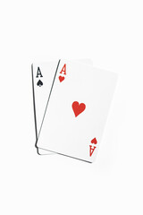 Aces High Playing Cards on White Background with Shadows