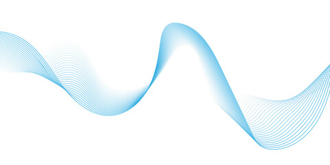 Fototapeta premium Elegant blue abstract wave lines on a white background, creating a modern flowing design. Smooth gradient curves, clean and minimal style, perfect for business, tech, and graphic backgrounds.