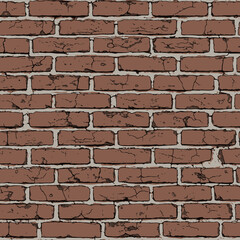 Obraz premium Authentic weathered red brick wall texture with subtle cracks for rustic architectural backdrops and vintage design projects