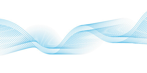 Elegant blue abstract wave lines on a white background, creating a modern flowing design. Smooth gradient curves, clean and minimal style, perfect for business, tech, and graphic backgrounds.