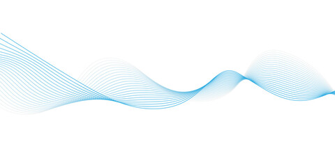 Elegant blue abstract wave lines on a white background, creating a modern flowing design. Smooth gradient curves, clean and minimal style, perfect for business, tech, and graphic backgrounds.