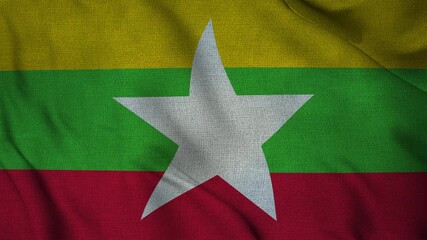 Myanmar flag lightning storm animation seamless loop. 4K - Powered by Adobe