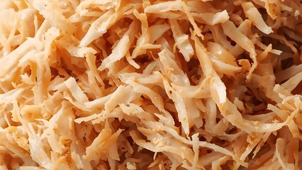Macro Texture of Shredded Coconut Salad, A Close Up of Homemade Coconut Salad Texture with Shredded Coconuts