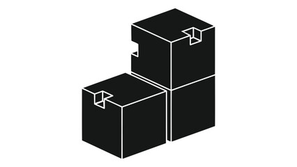 Black block icon on for construction and building
