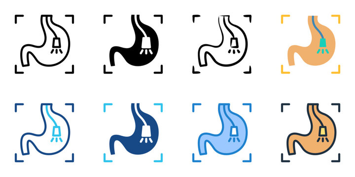 Endoscopy icon set multiple style collection
