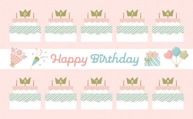 誕生日や記念日に贈る数字入り誕生日ケーキのフラットなイラスト:かわいい女性向け広告や女の子、赤ちゃんの月齢などの用途に最適