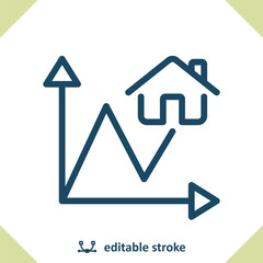 Real Estate Icon. House, Home, Housing Market, Chart, Graph, Report