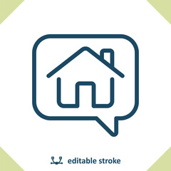 Real Estate Icon. House, Home, Talking, Chat Bubble, Speech Bubble