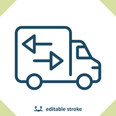 Van Icon. Truck, Delivery, Vehicle, Moving Van, Arrows