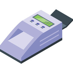 A Light Purple Digital Counter With A Green Display Showing The Number 391 On A Transparent Background With A Grey Printer Attachment On The Right Side