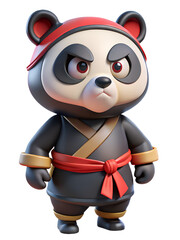 3D Stylized Panda Ninja with Red and Yellow Accents for Creative Projects © BiswajeetM.