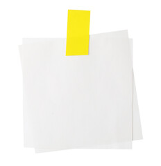 Blank paper notes with adhesive tape isolated on white