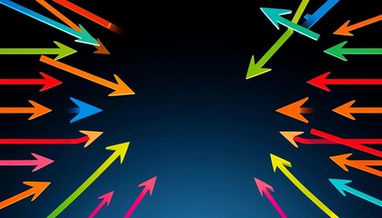 Arrows forming a vector set, various directions and lengths,  representation,  process