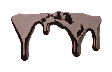 Flowing tasty melted chocolate on white background