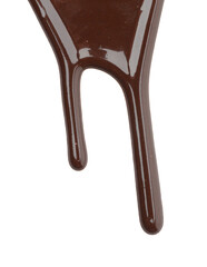 Flowing tasty melted chocolate on white background