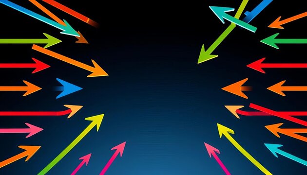 Arrows forming a vector set, various directions and lengths,  representation,  process