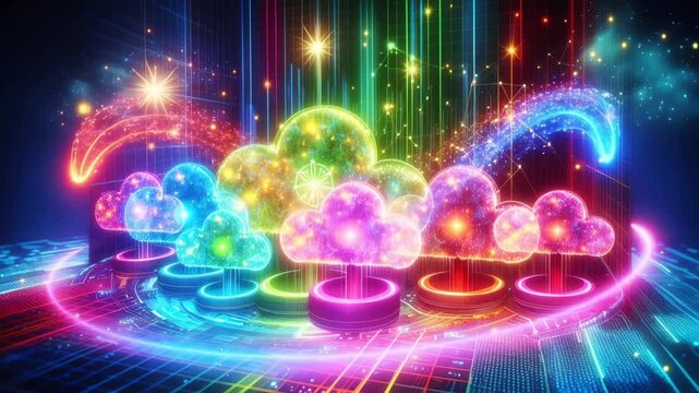 Animated cloud economics in 3D, dynamic data visuals for cost and finance optimization.
