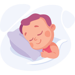 Peaceful Toddler Sleeping Soundly on a Light Purple Pillow in a Cozy White Bed Adorable Child Resting Comfortably Under Soft Blankets Gentle Dreamy Atmosphere Close Up Portrait