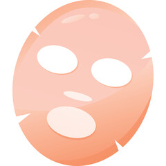 Peach Colored Sheet Face Mask with Cutouts for Eyes Nose and Mouth on Transparent Background