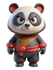 Angry Panda Ninja Character Design with Red and Brown Straps for Digital Art © BiswajeetM.