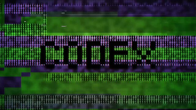 Digital codex binary animation with abstract matrix background.