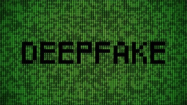 Binary deepfake AI animation with data distortion motion.