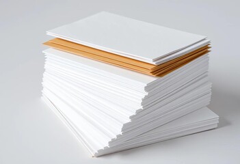 Stack of crisp white paper and brown envelopes, ready for mailing, retro, design