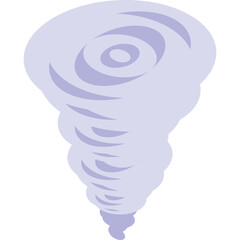 A light purple stylized illustration of a swirling tornado or vortex shape with a transparent background representing wind or storm in a simplified graphic format.