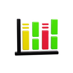 column chart 3d render icons