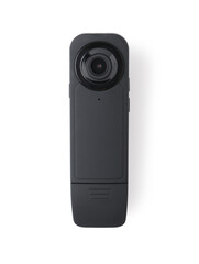 Fototapeta premium Modern hidden spy camera isolated on white, top view