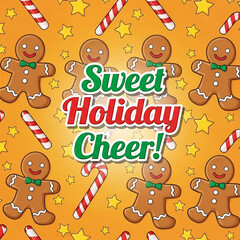 Sweet Holiday Cheer! Seamless Pattern of Gingerbread Men and Candy Canes