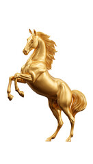 The golden horse image is placed on a transparent PNG background