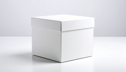 Naklejka premium Simple White Box on a Clean Surface with Neutral Background