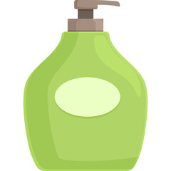 Green Liquid Soap Dispenser With Oval Label Space And Brown Pump Top Isolated On Transparent Background Simple Icon Design