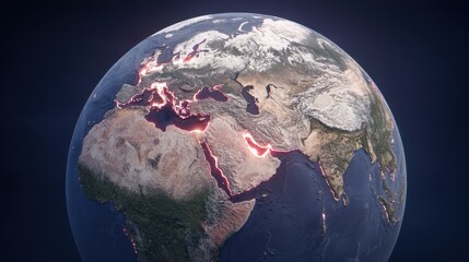 Geological changes and earth dynamics global view 3d visualization outer space aesthetic science analysis