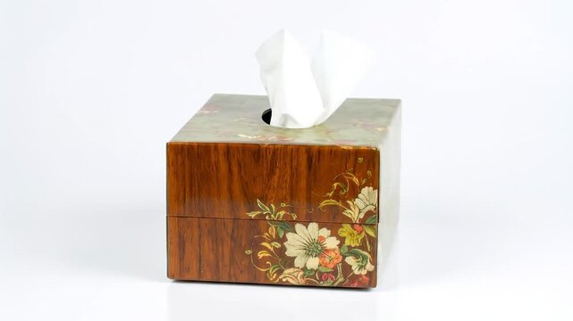 Decorative tissue box with floral design