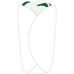 Green Outline of a Wrapped Burrito or Wrap on a Transparent Background Festive 4-04
