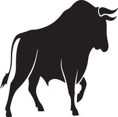 Big animal black bull vector silhouette isolated