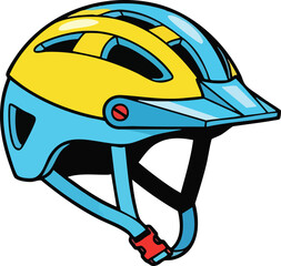 Fototapeta premium Brightly Colored Bicycle Helmet for Outdoor Sports Protection