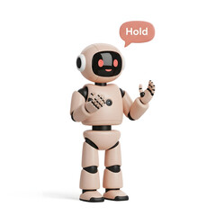 Fototapeta premium Cute robot saying hello isolated on white background