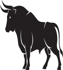 Big animal black bull vector silhouette isolated