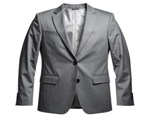 Modern Charcoal Grey Blazer with Fabric Detailing – Transparent Studio PNG
