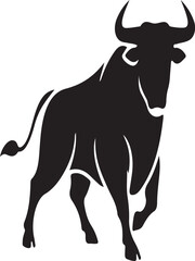 Big animal black bull vector silhouette isolated