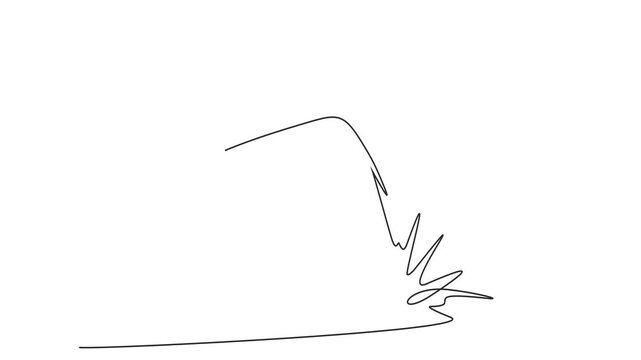 Animated self drawing of continuous line jug pouring water. Full length one line animation. 4K	