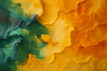 Swirling Abstract Painting with Teal and Orange Brushstrokes &ndash; Impasto Texture.