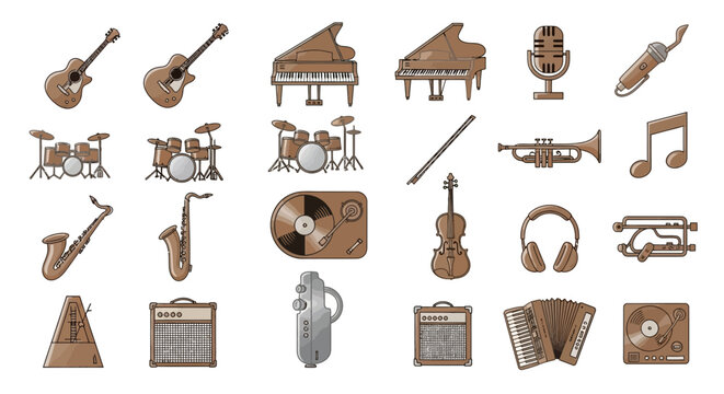 Rich collection of musical instrument and audio equipment vector icons for apps_transparent.svg