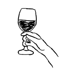 Hand with Glass doodle Vector