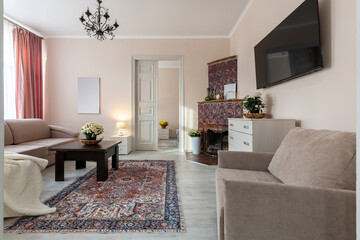 Cozy Living Room with Fireplace and Elegant Decor